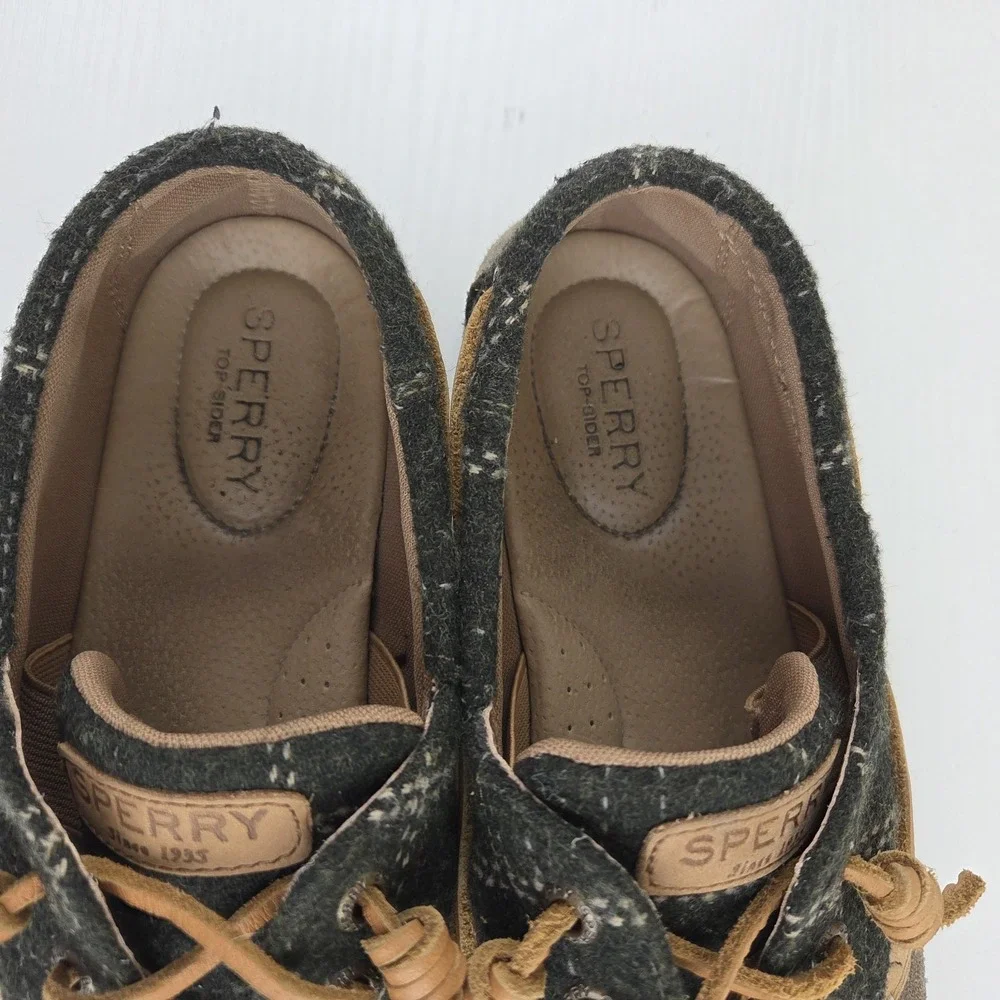 Sperry Songfish Green Suede Leather/Fabric Upper 3 Eye Boat Shoes Wmns Size 8.5M